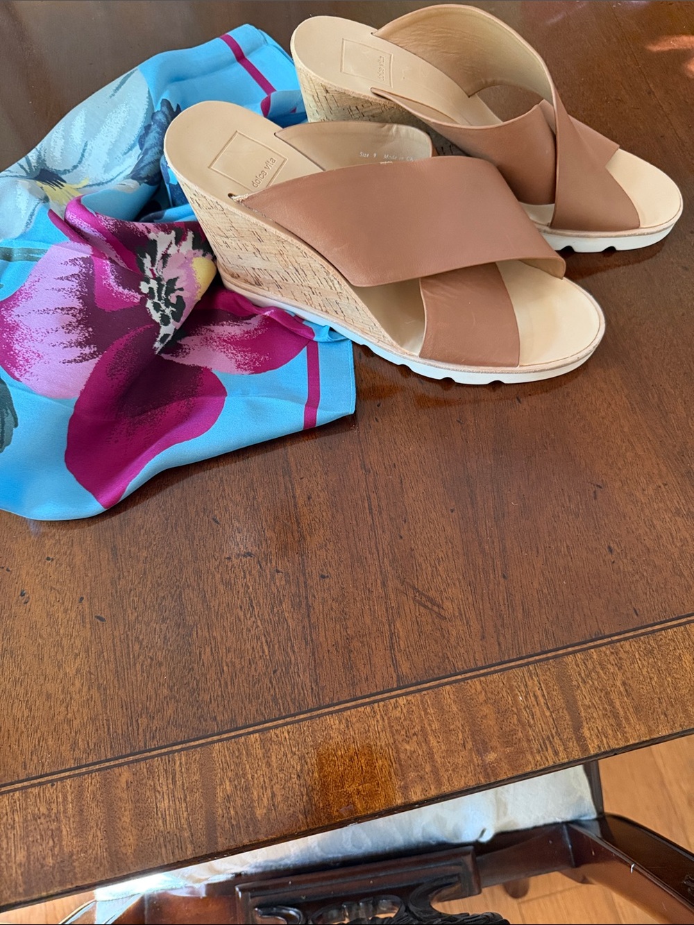 Dolce Vita Tan Cork Wedge Slide Sandals